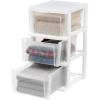 imageIRIS USA Plastic Drawer Storage Organizer 3Drawers 2Pack for Classroom Art Craft Supplies Dresser Closet Bathroom Bedroom Laundry Room WhiteClearWhite