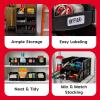 imageIRIS USA Stackable Storage Bins Open Front 12 Pack Plastic Hanging Organizer Caddy Basket for Hardware Crafts Small Parts Nuts and Bolts Garage Tool Storage Small BlackX Large  6 Pack
