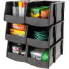 imageIRIS USA Stackable Storage Bins Open Front 12 Pack Plastic Hanging Organizer Caddy Basket for Hardware Crafts Small Parts Nuts and Bolts Garage Tool Storage Small BlackJumbo  6 Pack