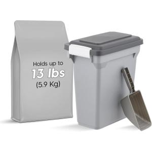 imageIRIS USA Dog Food Storage Container Airtight Lid 2Cup Scoop Up to 13 Pounds Pet Food Storage Versatile Pet Food Bin Treats BPA Free GrayDark GrayGrayDark Gray