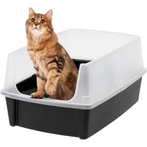 imageIRIS USA XXLarge Cat Litter Box Open Top Extra Large Litter Box for Big Cats and MultiCat Households High Sided Scatter Shield Easy to Clean 30quot L x 20quot W x 14quot H BlackBlack