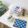 imageIRIS USA 1 Qt Plastic Storage Bins with Lids 4 Pack Craft Storage Container Sensory Bin Organizing Containers for Home Office ampamp Art Supplies Stackable WhiteWhite