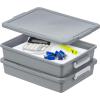 imageIRIS USA 1 Qt Plastic Storage Bins with Lids 4 Pack Craft Storage Container Sensory Bin Organizing Containers for Home Office ampamp Art Supplies Stackable WhiteGray