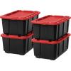 imageIRIS USA 12 Gallon Heavy Duty Holiday Storage Bins with Lids 4 Pack  Made in USA Tough Snap On Lid Stackable Industrial Rugged Tubs Garage Organization Reusable Box  GreenRedRed