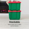 imageIRIS USA 12 Gallon Heavy Duty Holiday Storage Bins with Lids 4 Pack  Made in USA Tough Snap On Lid Stackable Industrial Rugged Tubs Garage Organization Reusable Box  GreenRedGreenRed
