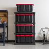 imageIRIS USA 12 Gallon Heavy Duty Holiday Storage Bins with Lids 4 Pack  Made in USA Tough Snap On Lid Stackable Industrial Rugged Tubs Garage Organization Reusable Box  GreenRedRed