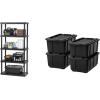 imageIRIS USA 12 Gallon Heavy Duty Holiday Storage Bins with Lids 4 Pack  Made in USA Tough Snap On Lid Stackable Industrial Rugged Tubs Garage Organization Reusable Box  GreenRedBlack