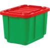 imageIRIS USA 12 Gallon Heavy Duty Holiday Storage Bins with Lids 4 Pack  Made in USA Tough Snap On Lid Stackable Industrial Rugged Tubs Garage Organization Reusable Box  GreenRedGreenRed