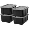 imageIRIS USA 12 Gallon Heavy Duty Holiday Storage Bins with Lids 4 Pack  Made in USA Tough Snap On Lid Stackable Industrial Rugged Tubs Garage Organization Reusable Box  GreenRedGray