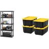 imageIRIS USA 12 Gallon Heavy Duty Holiday Storage Bins with Lids 4 Pack  Made in USA Tough Snap On Lid Stackable Industrial Rugged Tubs Garage Organization Reusable Box  GreenRedBlackYellow