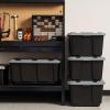 imageIRIS USA 12 Gallon Heavy Duty Holiday Storage Bins with Lids 4 Pack  Made in USA Tough Snap On Lid Stackable Industrial Rugged Tubs Garage Organization Reusable Box  GreenRedGray