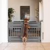 imageIRIS USA 24quot 39quot Dog Gate Plastic Pet Gate Indoor Expandable Portable Dog Gate for Doorways 25quot H White 2 PackGray