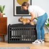 imageIRIS USA 24quot 4Panel Pet Dog Puppy Playpen IndoorOutdoor Dog Pen 35 x 35 x 24 Foldable Fold It Down Easy Storing Customizable WhiteBlack