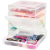 imageIRIS USA 3Tier Scrapbook Storage Unit with Organizer Top Fits 12quot x 12quot Papers for Tools Office Art and Craft Supplies Desktop Organizer Built in Handle WhiteClear6Pack Thick Cases  Clear