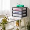 imageIRIS USA 3Tier Scrapbook Storage Unit with Organizer Top Fits 12quot x 12quot Papers for Tools Office Art and Craft Supplies Desktop Organizer Built in Handle WhiteClear3Tier Drawer  Black
