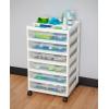 imageIRIS USA 3Tier Scrapbook Storage Unit with Organizer Top Fits 12quot x 12quot Papers for Tools Office Art and Craft Supplies Desktop Organizer Built in Handle WhiteClear6Tier Cart  White