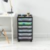 imageIRIS USA 3Tier Scrapbook Storage Unit with Organizer Top Fits 12quot x 12quot Papers for Tools Office Art and Craft Supplies Desktop Organizer Built in Handle WhiteClear6Tier Cart  Black
