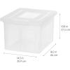 imageIRIS USA File Box Plastic File Organizer for LetterLegal File Document Box Durable Storage Bin Tote with Secure Latching Lid Stackable BPAFree Eco Friendly Sustainable NavyGray 35 Qt 4 PackClear  4 Pack