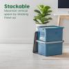 imageIRIS USA File Box Plastic File Organizer for LetterLegal File Document Box Durable Storage Bin Tote with Secure Latching Lid Stackable BPAFree Eco Friendly Sustainable NavyGray 35 Qt 4 PackEcoFriendly  4 Pack