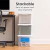 imageIRIS USA File Box Plastic File Organizer for LetterLegal File Document Box Durable Storage Bin Tote with Secure Latching Lid Stackable BPAFree Eco Friendly Sustainable NavyGray 35 Qt 4 PackBlack  4 Pack