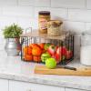 imageIRIS USA Plastic Storage Basket 6Pack Medium Shelf Basket Storage Organizer for Pantry Cabinet Bedroom Closet Laundry Room EcoFriendly NavyLight Brown