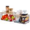 imageIRIS USA Plastic Storage Basket 6Pack Medium Shelf Basket Storage Organizer for Pantry Cabinet Bedroom Closet Laundry Room EcoFriendly NavyLight Brown
