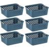 imageIRIS USA Plastic Storage Basket 6Pack Medium Shelf Basket Storage Organizer for Pantry Cabinet Bedroom Closet Laundry Room EcoFriendly NavyNavy