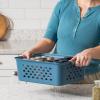 imageIRIS USA Plastic Storage Basket 6Pack Medium Shelf Basket Storage Organizer for Pantry Cabinet Bedroom Closet Laundry Room EcoFriendly NavyNavy