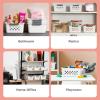 imageIRIS USA Plastic Storage Basket 6Pack Medium Shelf Basket Storage Organizer for Pantry Cabinet Bedroom Closet Laundry Room EcoFriendly NavyWhite