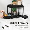 imageIRIS USA Under Sink Organizer 4 Pack Pull Out Under Cabinet Organizers and Storage Kitchen Shelf Pantry Bathroom Under Counter Cleaning Supplies Vertical Spice Rack Slide Out Drawer Easy Install2 Pack