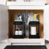 imageIRIS USA Under Sink Organizer 4 Pack Pull Out Under Cabinet Organizers and Storage Kitchen Shelf Pantry Bathroom Under Counter Cleaning Supplies Vertical Spice Rack Slide Out Drawer Easy Install2 Pack