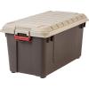imageIRIS USA WeatherPro 21 Gallon Lockable Storage Bins with Lids 4 Pack  Made in USA Heavy Duty Stackable Containers Garage Organizing Tubs Rugged Sturdy Equipment Utility Box  BlackYellowBrownBeige