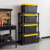 imageIRIS USA WeatherPro 21 Gallon Lockable Storage Bins with Lids 4 Pack  Made in USA Heavy Duty Stackable Containers Garage Organizing Tubs Rugged Sturdy Equipment Utility Box  BlackYellowBlackYellow