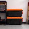imageIRIS USA WeatherPro 21 Gallon Lockable Storage Bins with Lids 4 Pack  Made in USA Heavy Duty Stackable Containers Garage Organizing Tubs Rugged Sturdy Equipment Utility Box  BlackYellowBlackOrange