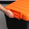 imageIRIS USA WeatherPro 21 Gallon Lockable Storage Bins with Lids 4 Pack  Made in USA Heavy Duty Stackable Containers Garage Organizing Tubs Rugged Sturdy Equipment Utility Box  BlackYellowBlackOrange