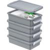 imageIRIS USA 1 Qt Plastic Storage Bins with Lids 4 Pack Craft Storage Container Sensory Bin Organizing Containers for Home Office ampamp Art Supplies Stackable WhiteGray
