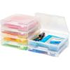 imageIRIS USA 3Tier Scrapbook Storage Unit with Organizer Top Fits 12quot x 12quot Papers for Tools Office Art and Craft Supplies Desktop Organizer Built in Handle WhiteClear6Pack Thick Cases  Clear