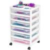 imageIRIS USA 3Tier Scrapbook Storage Unit with Organizer Top Fits 12quot x 12quot Papers for Tools Office Art and Craft Supplies Desktop Organizer Built in Handle WhiteClear6Tier Cart  White