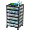 imageIRIS USA 3Tier Scrapbook Storage Unit with Organizer Top Fits 12quot x 12quot Papers for Tools Office Art and Craft Supplies Desktop Organizer Built in Handle WhiteClear6Tier Cart  Black