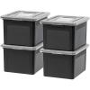 imageIRIS USA File Box Plastic File Organizer for LetterLegal File Document Box Durable Storage Bin Tote with Secure Latching Lid Stackable BPAFree Eco Friendly Sustainable NavyGray 35 Qt 4 PackBlack  4 Pack
