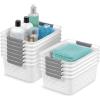 imageIRIS USA Plastic Storage Basket 6Pack Medium Shelf Basket Storage Organizer for Pantry Cabinet Bedroom Closet Laundry Room EcoFriendly NavyWhite