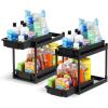 imageIRIS USA Under Sink Organizer 4 Pack Pull Out Under Cabinet Organizers and Storage Kitchen Shelf Pantry Bathroom Under Counter Cleaning Supplies Vertical Spice Rack Slide Out Drawer Easy Install2 Pack