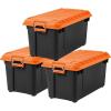 imageIRIS USA WeatherPro 21 Gallon Lockable Storage Bins with Lids 4 Pack  Made in USA Heavy Duty Stackable Containers Garage Organizing Tubs Rugged Sturdy Equipment Utility Box  BlackYellowBlackOrange