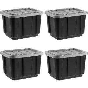 imageIRIS USA 12 Gallon Heavy Duty Holiday Storage Bins with Lids 4 Pack  Made in USA Tough Snap On Lid Stackable Industrial Rugged Tubs Garage Organization Reusable Box  GreenRedGray