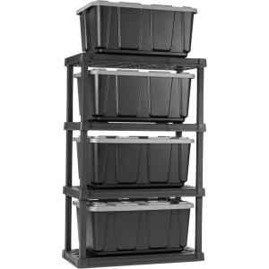 imageIRIS USA 12 Gallon Heavy Duty Holiday Storage Bins with Lids 4 Pack  Made in USA Tough Snap On Lid Stackable Industrial Rugged Tubs Garage Organization Reusable Box  GreenRedGrey