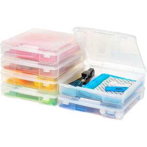 imageIRIS USA 3Tier Scrapbook Storage Unit with Organizer Top Fits 12quot x 12quot Papers for Tools Office Art and Craft Supplies Desktop Organizer Built in Handle WhiteClear6Pack Thick Cases  Clear