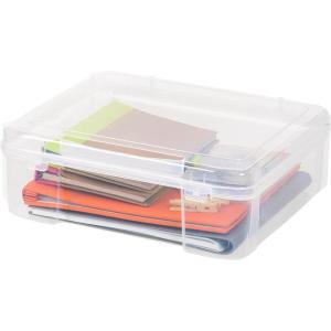 imageIRIS USA 3Tier Scrapbook Storage Unit with Organizer Top Fits 12quot x 12quot Papers for Tools Office Art and Craft Supplies Desktop Organizer Built in Handle WhiteClearExtra Thick Single Case  Clear