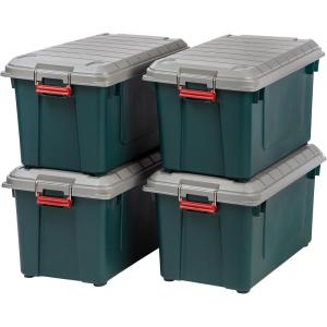 imageIRIS USA WeatherPro 21 Gallon Lockable Storage Bins with Lids 4 Pack  Made in USA Heavy Duty Stackable Containers Garage Organizing Tubs Rugged Sturdy Equipment Utility Box  BlackYellowGreenGray