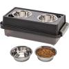 imageIRIS USA 2in1 Elevated Dog Bowls 6quot H with Airtight Pet Food Storage Container Holds Up to 5 Lbs Removable 4 Thick 16 oz Stainless Steel Bowls at Home or Camping Pet Dish Bowl Set SmokeBlackSmokeBlack
