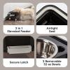 imageIRIS USA 2in1 Elevated Dog Bowls 6quot H with Airtight Pet Food Storage Container Holds Up to 5 Lbs Removable 4 Thick 16 oz Stainless Steel Bowls at Home or Camping Pet Dish Bowl Set SmokeBlackSmokeBlack